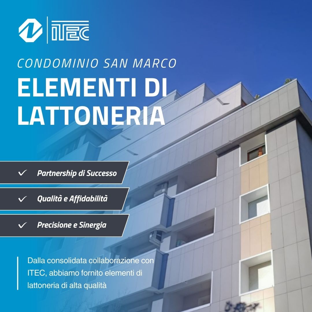 Elementi di lattoneria installati al Condominio San Marco a Udine, forniti da Officine Nuove in collaborazione con ITEC di Mattarollo srl